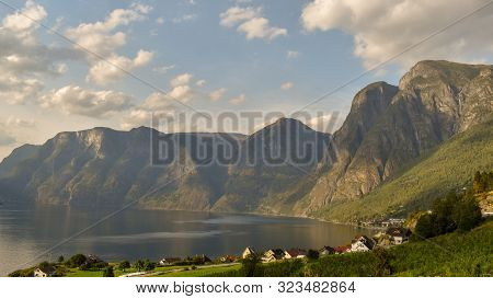 A Village On The Edge Of The Fjord In Norway.
