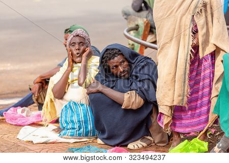 Bahir Dar, Ethiopia, April 21th. 2019, Begging People On The Street On Easter Holidays. April 21th. 