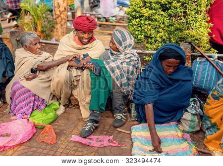 Bahir Dar, Ethiopia, April 21th. 2019, Beggar Woman On The Street During Easter Holidays. April 21th