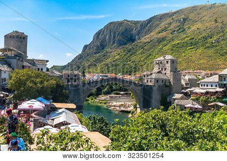 Mostar Bridge With People