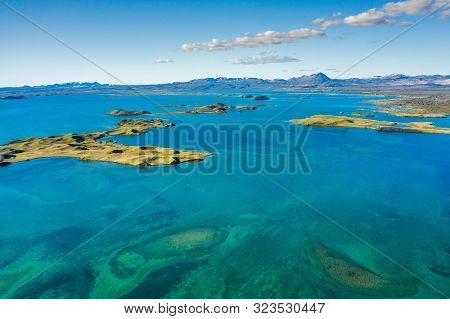 Myvatn Lake Landscape At North Iceland. Wiew From Above