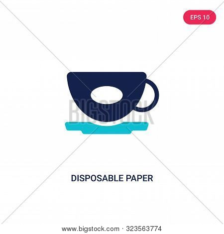 disposable paper cup icon in two color design style.