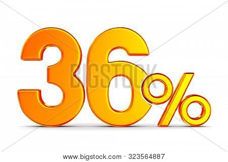 thrity six percent on white background. Isolated 3D illustration