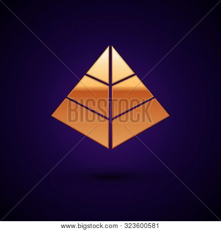 Gold Egypt Pyramids Icon Isolated On Dark Blue Background. Symbol Of Ancient Egypt. Vector Illustrat