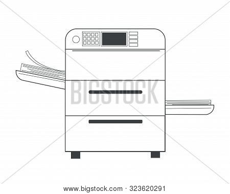 Printer Or Copy Machine And Paper Documents Isolated Object