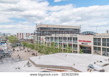 Wolfsburg, Germany - June 8, 2019: View Of Porschestrasse And City-galerie Mall In Wolfsburg.
