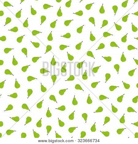 Seamless Pattern With Tiny Pears.
Tiny Green Pears On White Background.