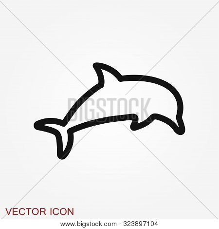 Dolphin Icon, Aquatic Mammal Vector Icon For Animal Apps And Websites
