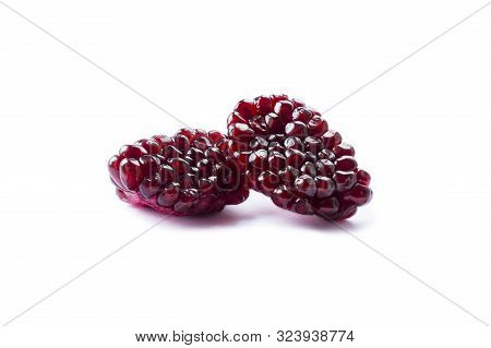 Pomegranate Isolated On White Background. Sweet And Juicy Garnet With Copy Space For Text. Garnets I