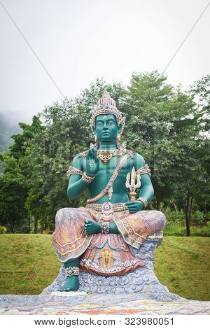 Indra Statue Or Green Giant Important Religious Buddhist Landmarks And Hindu Brahmin