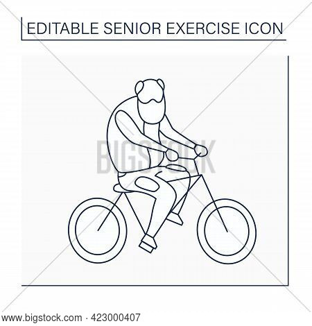 Cycling Line Icon. Physical Activity. Man Ride On A Bike. Prevention Diseases. Sport Life. Keeps Mus