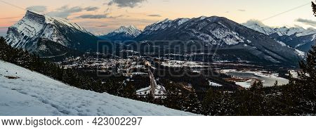 Mount Rundle And Banff In Alberta Canada As Seen From Mount Norquay