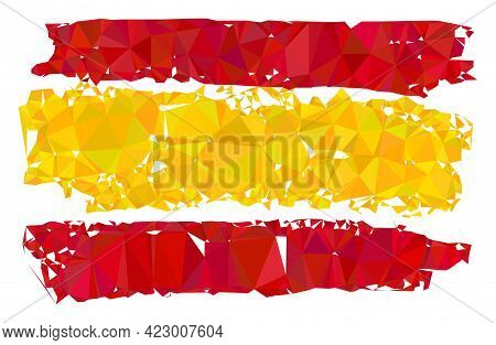 Low-poly Spain Flag Constructed With Scattered Filled Triangles. Triangle Spain Flag Polygonal 2d Il