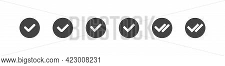 Checkmark Tick Collection, Check Approval And Read Message Tick Set In Sipmple Black Style, Approved