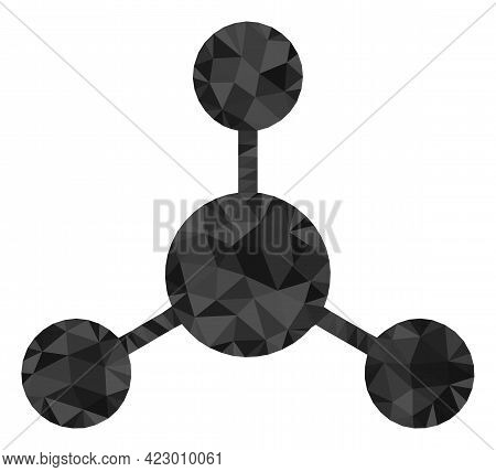 Low-poly Node Links Constructed With Scattered Filled Triangles. Triangle Node Links Polygonal Icon 