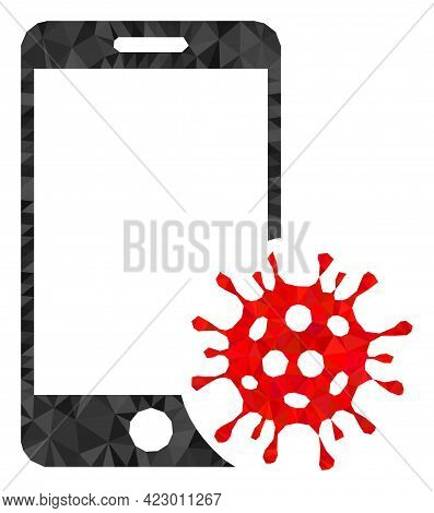 Low-poly Smartphone Virus Constructed With Randomized Filled Triangles. Triangle Smartphone Virus Po