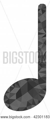 Low-poly Musical Note Designed From Chaotic Filled Triangles. Triangle Musical Note Polygonal Icon I