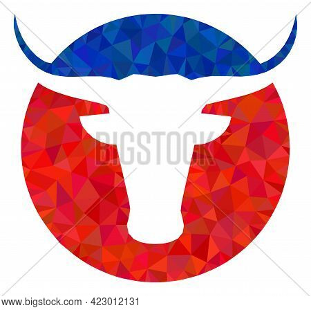 Low-poly American Cow Logo Designed With Chaotic Filled Triangles. Triangle American Cow Logo Polygo
