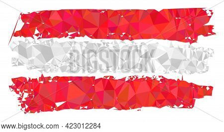 Low-poly Austria Flag Combined With Random Filled Triangles. Triangle Austria Flag Polygonal Symbol 
