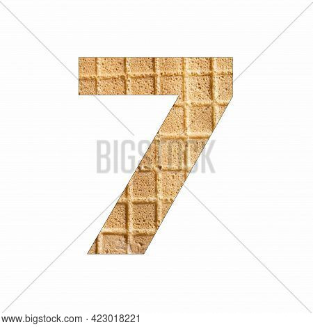 Number Digit Seven - Wafer Close-up Texture. White Background