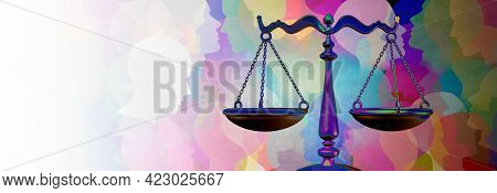 Social Justice Equality Rights As A Crowd Of Diverse People With A Law Symbol Representing Community