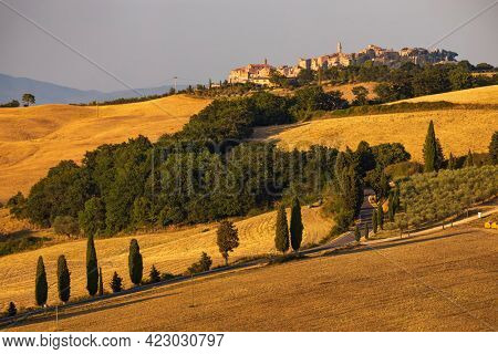 Cipressi di Monticchielo, Typical Tuscan landscape near Montepulciano, Italy