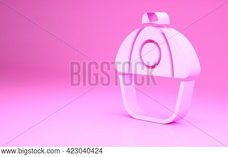 Pink Baseball Cap Icon Isolated On Pink Background. Sport Equipment. Sports Uniform. Minimalism Conc