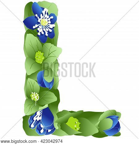 Vector Image Of The Letter L Of The English Alphabet Made In The Form Of Flowers And Leaves Of Liver