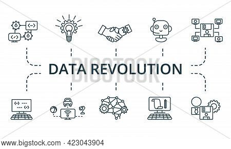 Data Revolution Icon Set. Contains Editable Icons Theme Such As Computing, Digitization, Cybersecuri