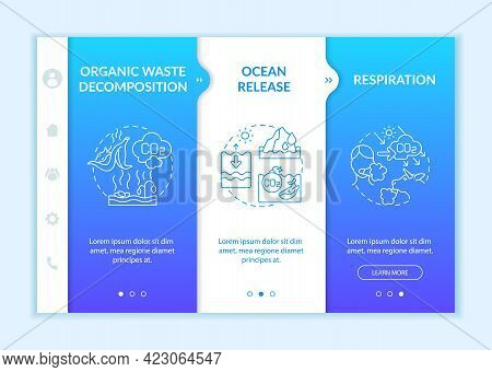 Natural Carbon Dioxide Sources Onboarding Vector Template. Responsive Mobile Website With Icons. Web