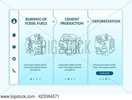 Anthropogenic Carbon Emissions Onboarding Vector Template. Responsive Mobile Website With Icons. Web