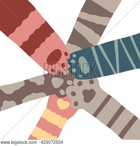 Cat Paw. Funny Kitten Flat Design. Pets Frendship Concept.