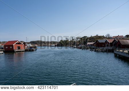 April 17, 2021 - Hamburgsund, Sweden: A Picturesque Fishing Village On The Swedish West Coast. Tradi