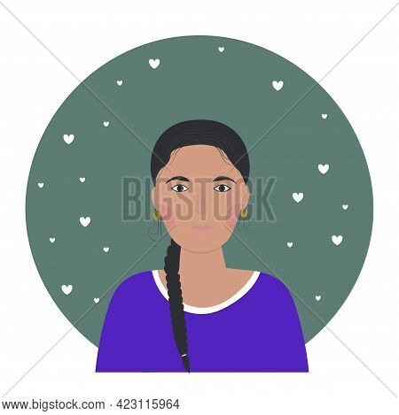 Portrait Of An Indian Young Woman. Profile Photo.