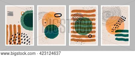 Abstract Art Minimalist Posters Set. Scandinavian Abstract Geometric Composition For Wall Decoration