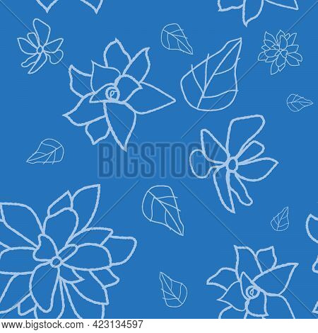 Floral Pattern Vector Illustration On A Blue Background