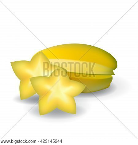 Starfruit Star Fruit Healthy Fresh Fruit Summer Isolated Vector Illustration
