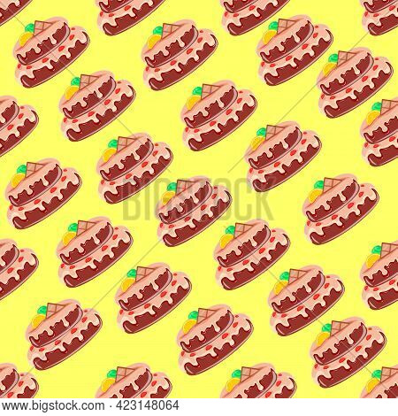 A Cake That Will Give You All The Flavors Of Sweet Dessert, Pattern On Background