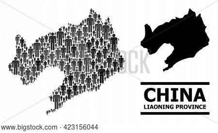Map Of Liaoning Province For Social Agitation. Vector Population Abstraction. Abstraction Map Of Lia