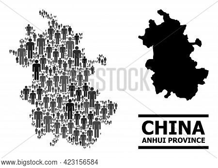 Map Of Anhui Province For Social Agitprop. Vector Nation Collage. Concept Map Of Anhui Province Orga