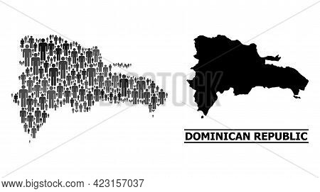 Map Of Dominican Republic For Demographics Agitprop. Vector Demographics Collage. Pattern Map Of Dom