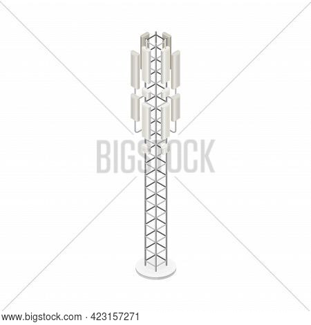 Base Or Land Station As Wireless Network Communication Technology Isometric Vector Illustration