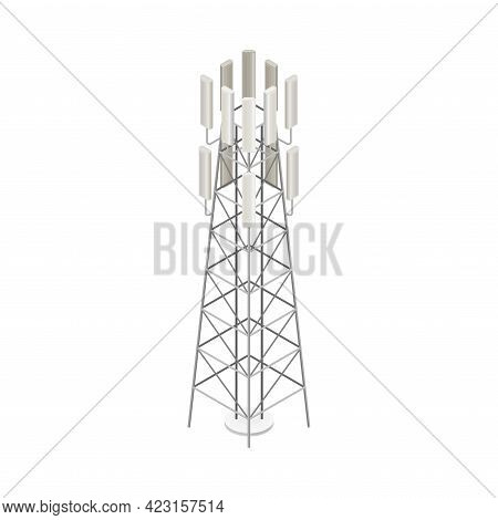 Base Or Land Station As Wireless Network Communication Technology Isometric Vector Illustration