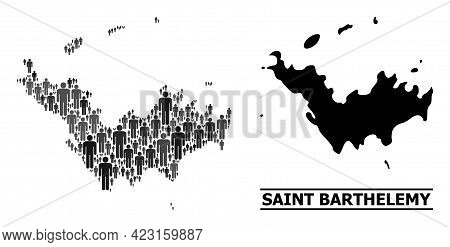 Map Of Saint Barthelemy For Social Agitprop. Vector Population Collage. Collage Map Of Saint Barthel