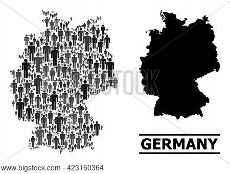 Map Of Germany For Social Agitprop. Vector Population Abstraction. Concept Map Of Germany Designed O