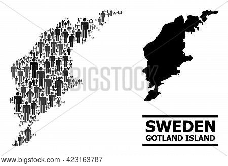 Map Of Gotland Island For National Projects. Vector Nation Mosaic. Mosaic Map Of Gotland Island Crea