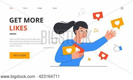 Social Media Star Concept. Vlog, Beauty Blogger, Likes Addiction, Attract Followers, Viral Content, 