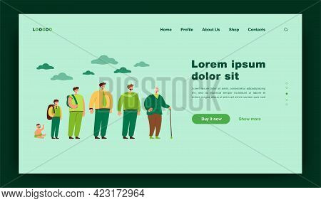 Cartoon Illustration Of Person Life Evolution. Flat Vector Illustration. Different Human Growth Stag