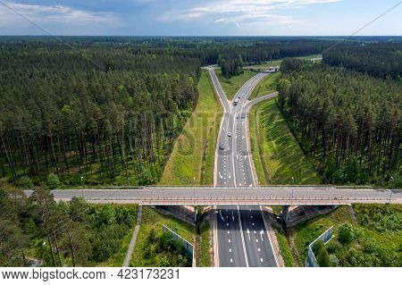 Highway A1 Via Baltica (between Vilnius, Riga And Tallinn), Road Section Next To Saulkrasti, Latvia,