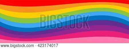Rainbow Waving Flag Pride Banner. Lgbt Flag Wave. Happy Pride Month Vector Illustration. Funny Drawi